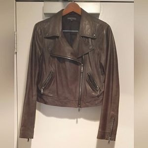 VINCE | Brown, Short Leather Jacket
